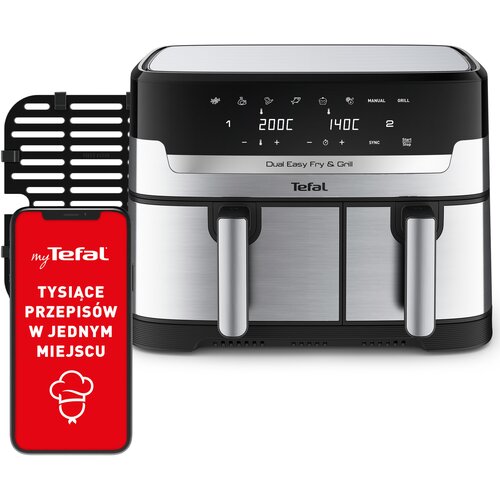 TEFAL Dual Easy Fry & Grill EY905D10 z podwójnym koszem i rusztem do grilla